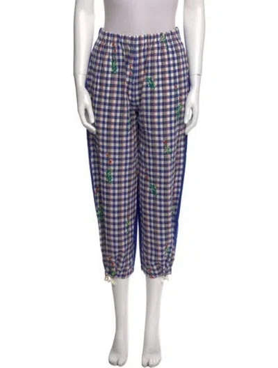Pre-owned Tao Comme Des Garçons Plaid Print Wide Leg Pants In Blue