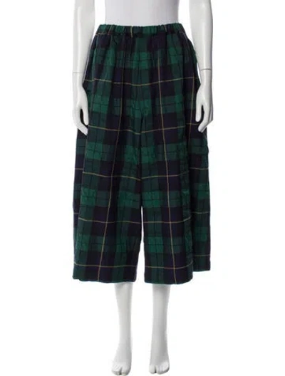 Pre-owned Tao Comme Des Garçons Plaid Print Wide Leg Pants In Green