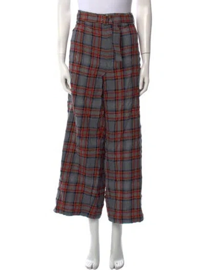 Pre-owned Tao Comme Des Garçons Plaid Print Wide Leg Pants In Multi