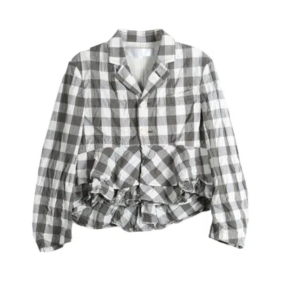 Pre-owned Tao Comme Des Garçons Plaid Ruched Hem Jacket 'grey/white' | Women's Size M In Gray