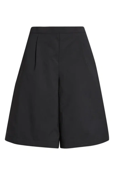 Tao Comme Des Garçons Pleated Yarn Dyed Tropical Weight Wool Blend Shorts In Black