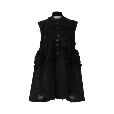 Pre-owned Tao Comme Des Garçons Rose Embellished Button Vest 'black' | Women's Size S