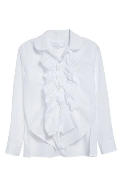 Tao Comme Des Garçons Ruffle Cotton Broadcloth Button-up Shirt In White