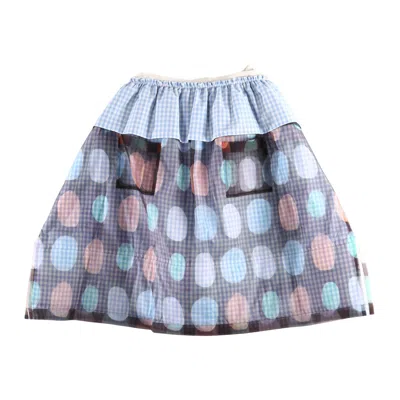Pre-owned Tao Comme Des Garçons Ruffled Gingham Dot Skirt 'sax/wht' | Tan | Women's Size S