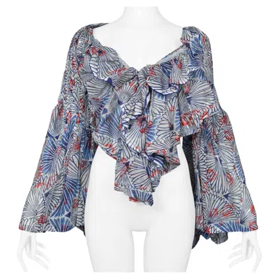 Pre-owned Tao Comme Des Garçons Tao For Comme Des Garcons Blue Printed Backless Top 2008