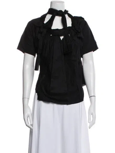 Pre-owned Tao Comme Des Garçons Tie Neck Short Sleeve Top In Black