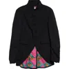 Tao Comme Des Garçons Tropical Wool Blend & Cotton Broadcloth Blazer In Black X Pink