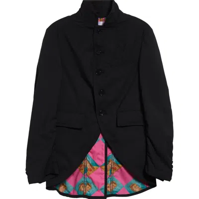 Tao Comme Des Garçons Tropical Wool Blend & Cotton Broadcloth Blazer In Black X Pink
