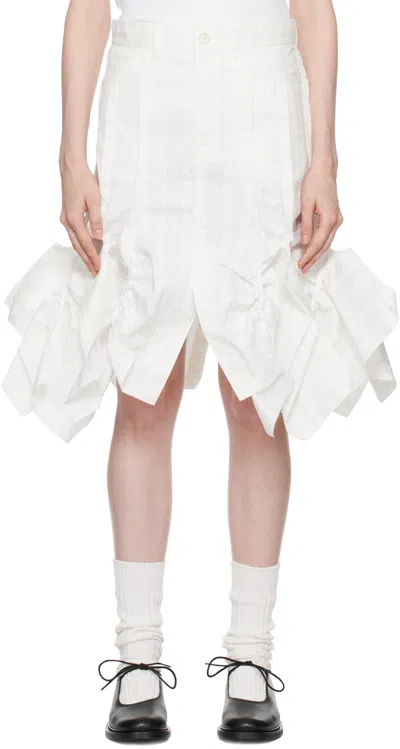 Tao Comme Des Garçons White Floral Midi Skirt In 2 White