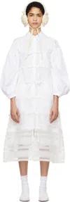 Tao Comme Des Garçons White Organdy Embroidered Midi Dress In 2 White