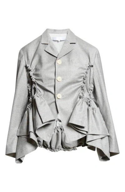 Tao Comme Des Garçons Yarn Dyed Single Breasted Tropical Wool Blazer In Gray