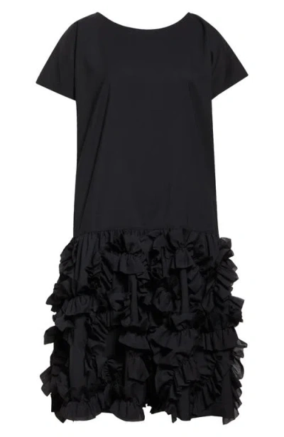 Tao Comme Des Garçons Yarn Dyed Tropical Wool Blend Romper In Black