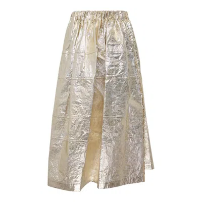 Tao Cotton Twill Foiled Print Skirt In White