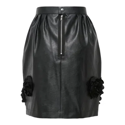 Tao Faux Leather Polyester Satin Skirt In Black
