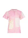 Tao Gingham Patchwork T-shirt In Pink