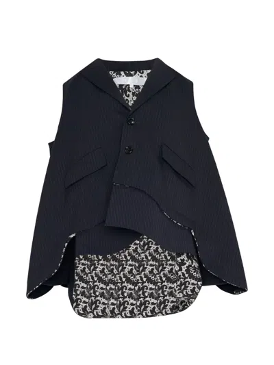 Tao Pinstripe Lace-panel Waistcoat In Blue