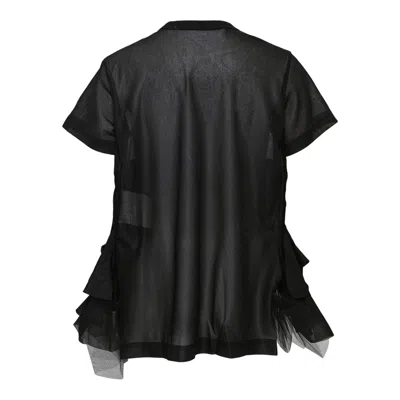 Tao Polyester Tricot X Nylon Tulle Tee In Black