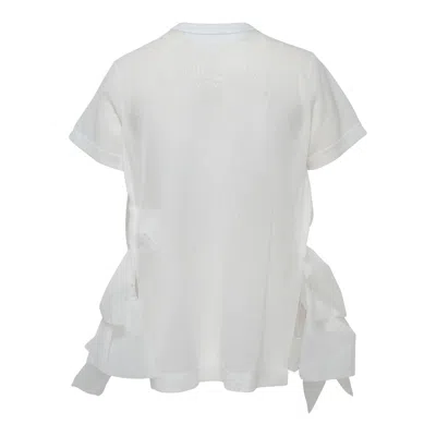 Tao Polyester Tricot X Nylon Tulle Tee In White