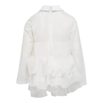 Tao Polyester Tricot X Nylon Tulle Tee In White