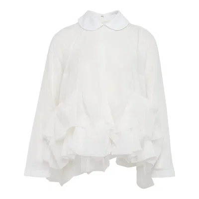 Tao Polyester Tricot X Nylon Tulle Tee In White
