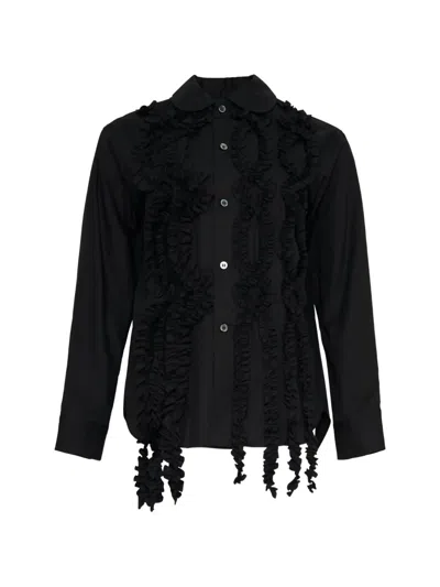Tao Ruffle-trimmed Cotton Shirt In Black