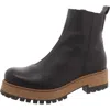 Taos Downtown Womens Leather Lug Sole Ankle Boots In Black