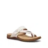 Taos Perfect Sandals Women's White Leather Toe Loop Slip On Thong Zap134 In Multi