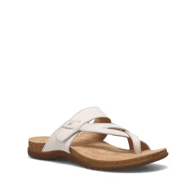 Taos Perfect Sandals Women's White Leather Toe Loop Slip On Thong Zap134 In Multi