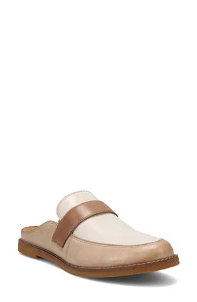 Taos Royal Colorblock Loafer Mule In Stone/off White