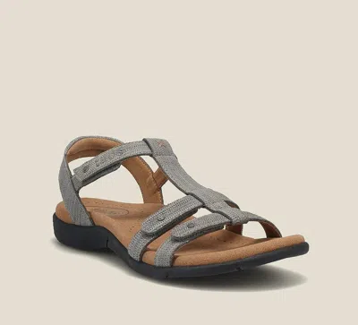 Taos Trophy 2 Sandals Women's Us Gray Emboss Leather Adjustable Strap Zogg1505 In Silver