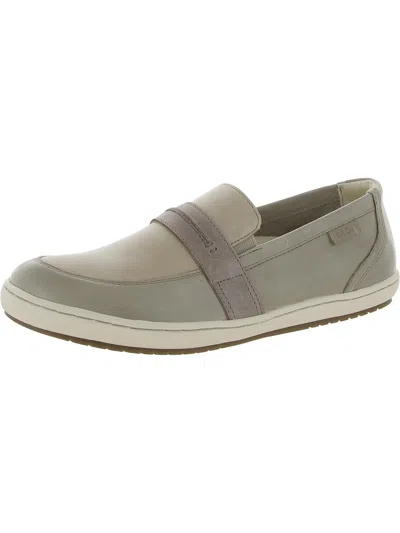 Taos Upward Womens Leather Slip On Penny Loafers In Grey