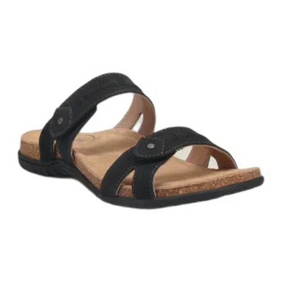 Taos Women's Bandalero Strappy Sandals In Black Nubuck In Animal Print