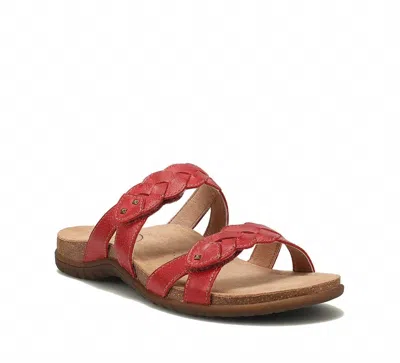 Taos Women's Braidie Leather Slide Sandal In True Red