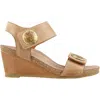 Taos Women's Carousel 3 Leather Wedge Sandal In Tan In Multi