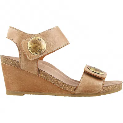 Taos Women's Carousel 3 Leather Wedge Sandal In Tan In Multi