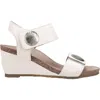 Taos Women's Carousel 3 Leather Wedge Sandal In White Leather In White