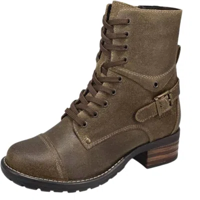 Taos Women's Crave Classic Combat Boots In Olive Ruff Out In Brown
