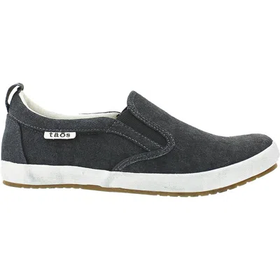 Taos Women's Dandy Slip-on Sneaker In Charcoal Washed Canvas In Black