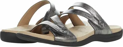 Taos Women's Double U Leather Strap Sandals In Pewter In Metallic