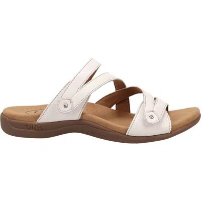 Taos Women's Double U Leather Strap Sandals In White Leather