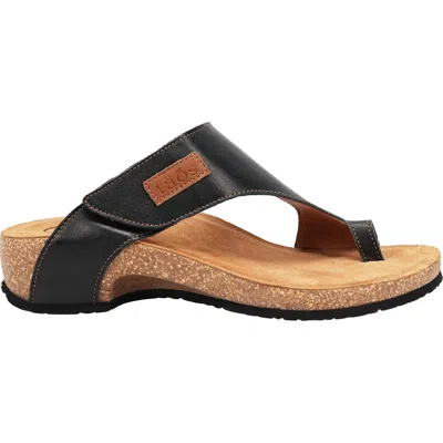 Taos Women's Loop Leather Casual Thong Sandals In Black