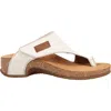 Taos Women's Loop Leather Thong Style Sandal In Off White Leather In Multi