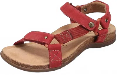 Taos Women's Mixer Flat Sandal In Red Nubuck