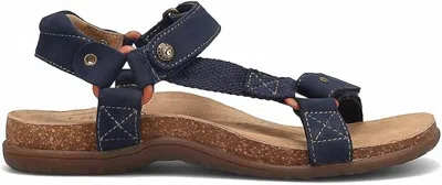 Taos Women's Mixer Flat Sandals In Navy Nubuck In Black