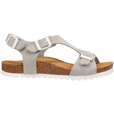 TAOS WOMEN'S MVP BUCKLE SUEDE SANDALS IN LIGHT GREY/WHITE