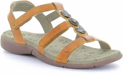 Taos Women's Natural Flat Sandal In Golden Yellow In Multi