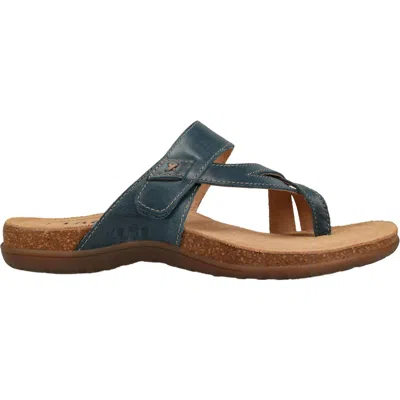 Taos Women's Perfect Petrol Sandals In Blue Leather In Brown