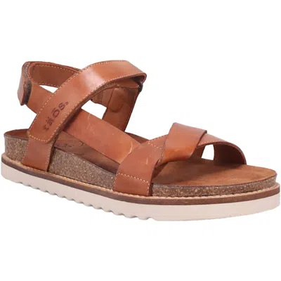 Taos Women's Sideways Leather Sandals In Caramel In Brown