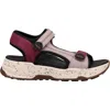Taos Women's Super Slide Sandals In Plum Embossed Leather/nylon In Multi