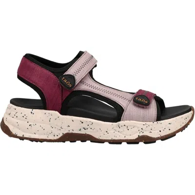 Taos Women's Super Slide Sandals In Plum Embossed Leather/nylon In Multi